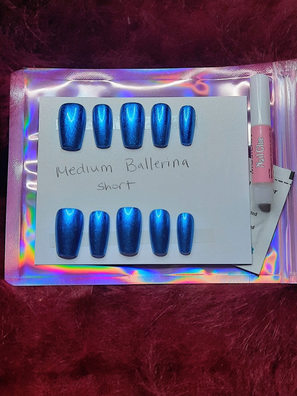 Blue Medium Ballerina Short Press-On Nails